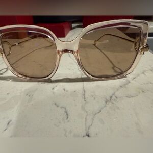 Salvatore Ferragamo Pink Clear Sunglasses full set